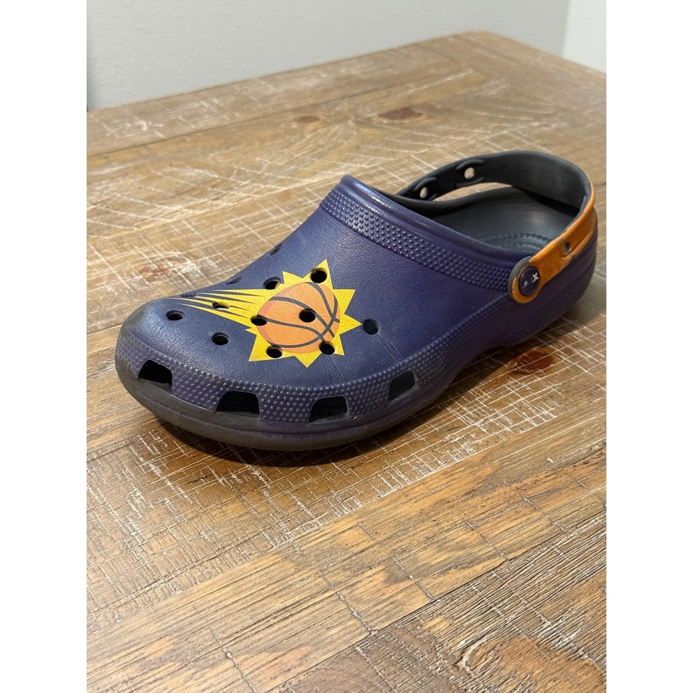 Crocs Phoenix Suns Logo Clogs Men's 10 12 Purple Orange Slip On Shoes Basketball